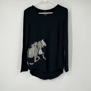 NWT Chestnut Bay Spirit Tee M Black Night Free Run Metallic Horse Equestrian￼